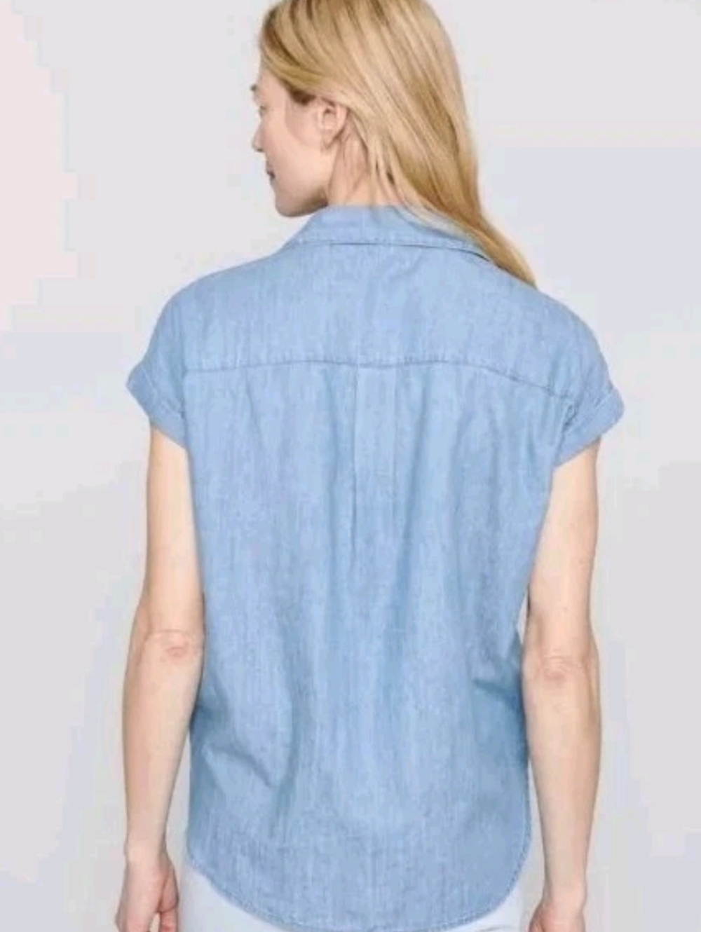 NEW! J. McLaughlin Erika Chambray Relaxed Button Down Shirt Size XS Tencel Linen - Picture 3 of 10